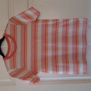 Faherty Women's Multicolor Striped Tee - Coral, Yellow, Green and White